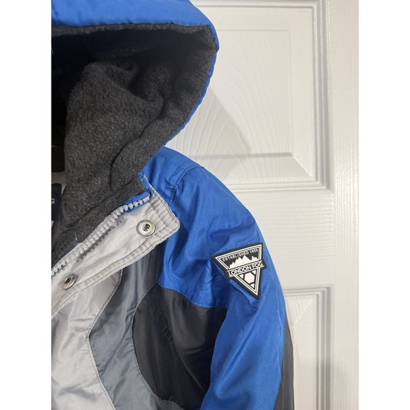 London Fog Kids Winter Puffer Jacket Coat L 7 Blue Gray Hooded Warm Worn Once - Picture 4 of 5